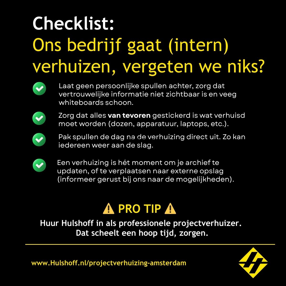 checklist intern verhuizen